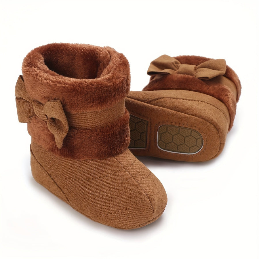 Bottes bébé chaudes hiver polyvalentes mode, avec nœud, 0-1 an, intérieur extérieur confortables