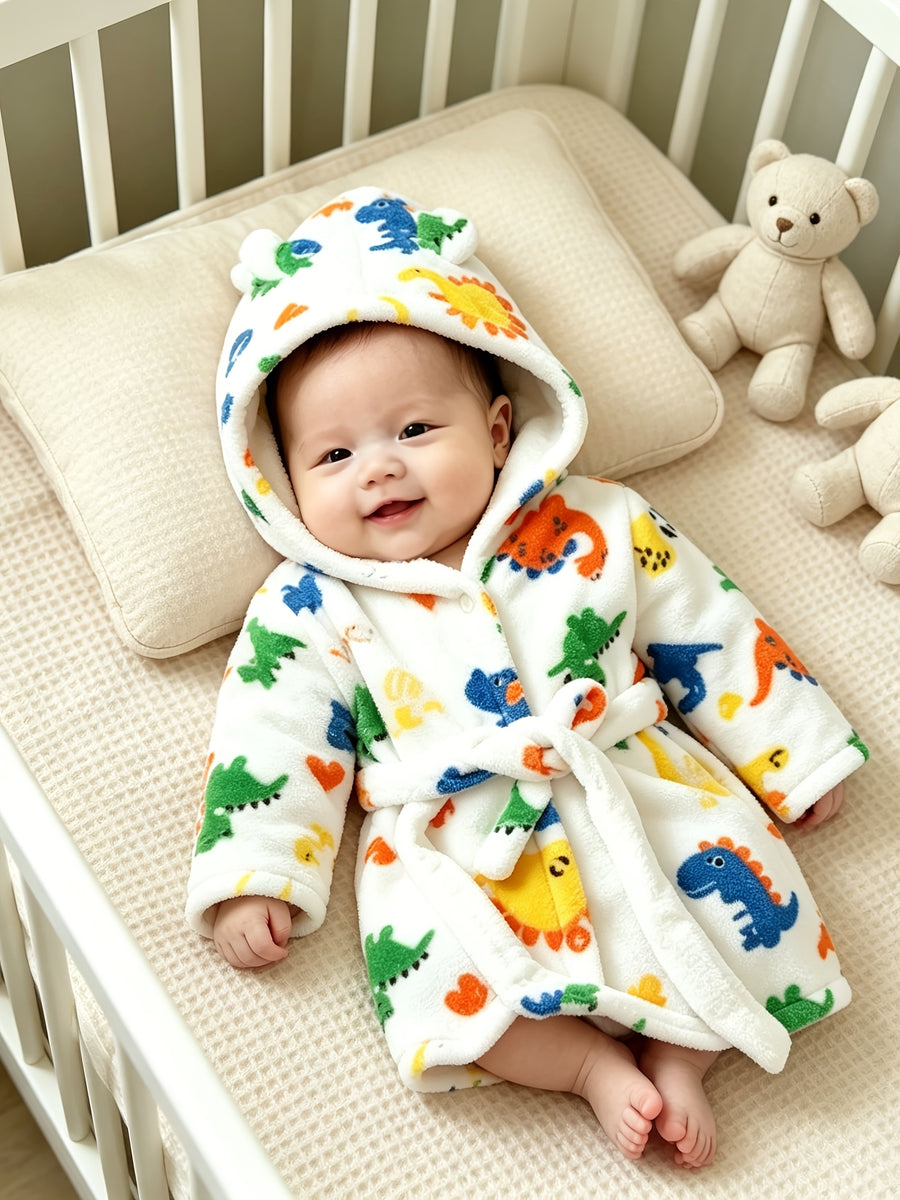Robe en Polaire à Capuche pour Filles avec Imprimé Cartoon — Monptitlou