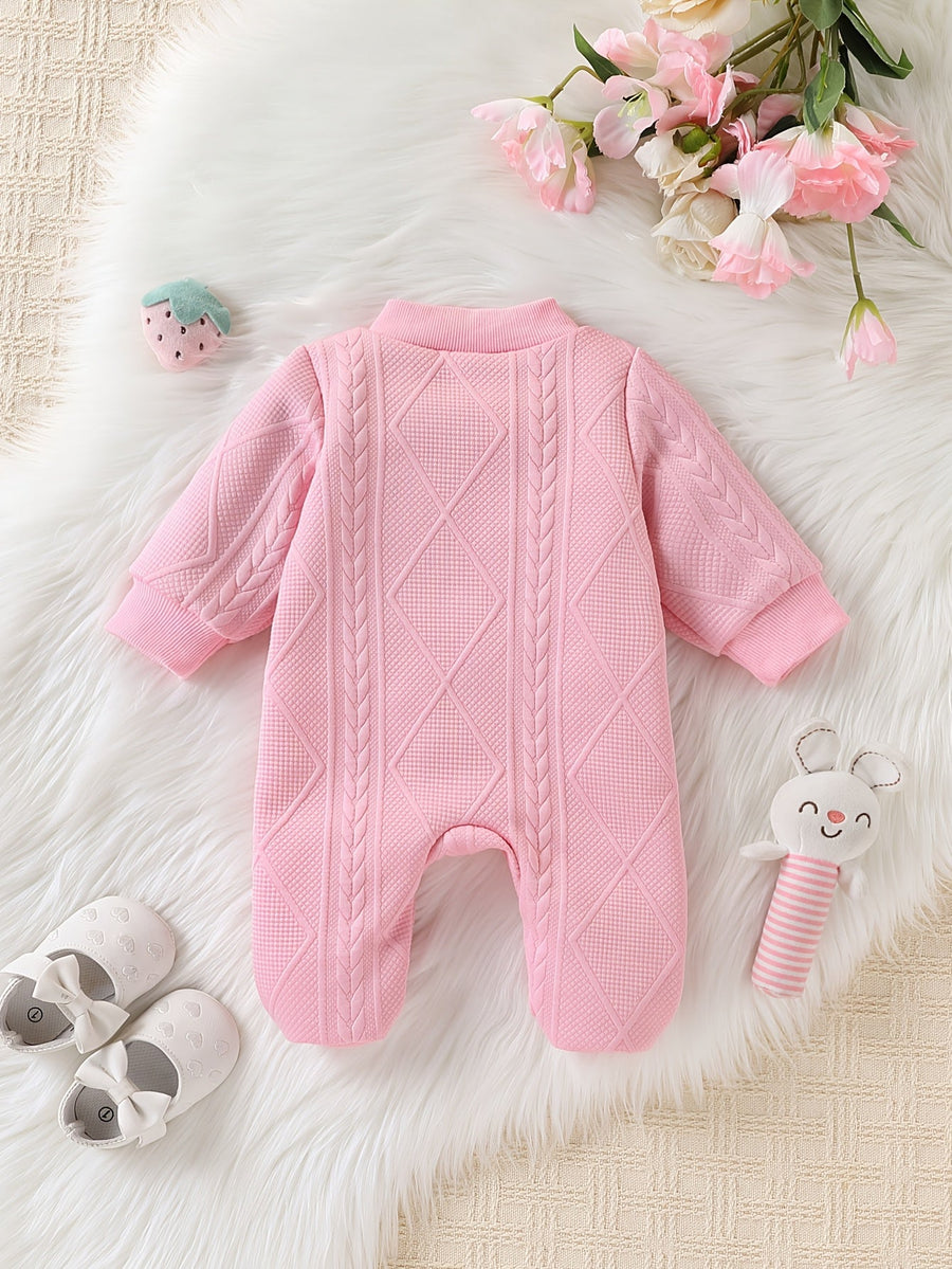 Combinaison bébé à fermeture éclair, tissu jacquard à motif fleurs 3D — Monptitlou