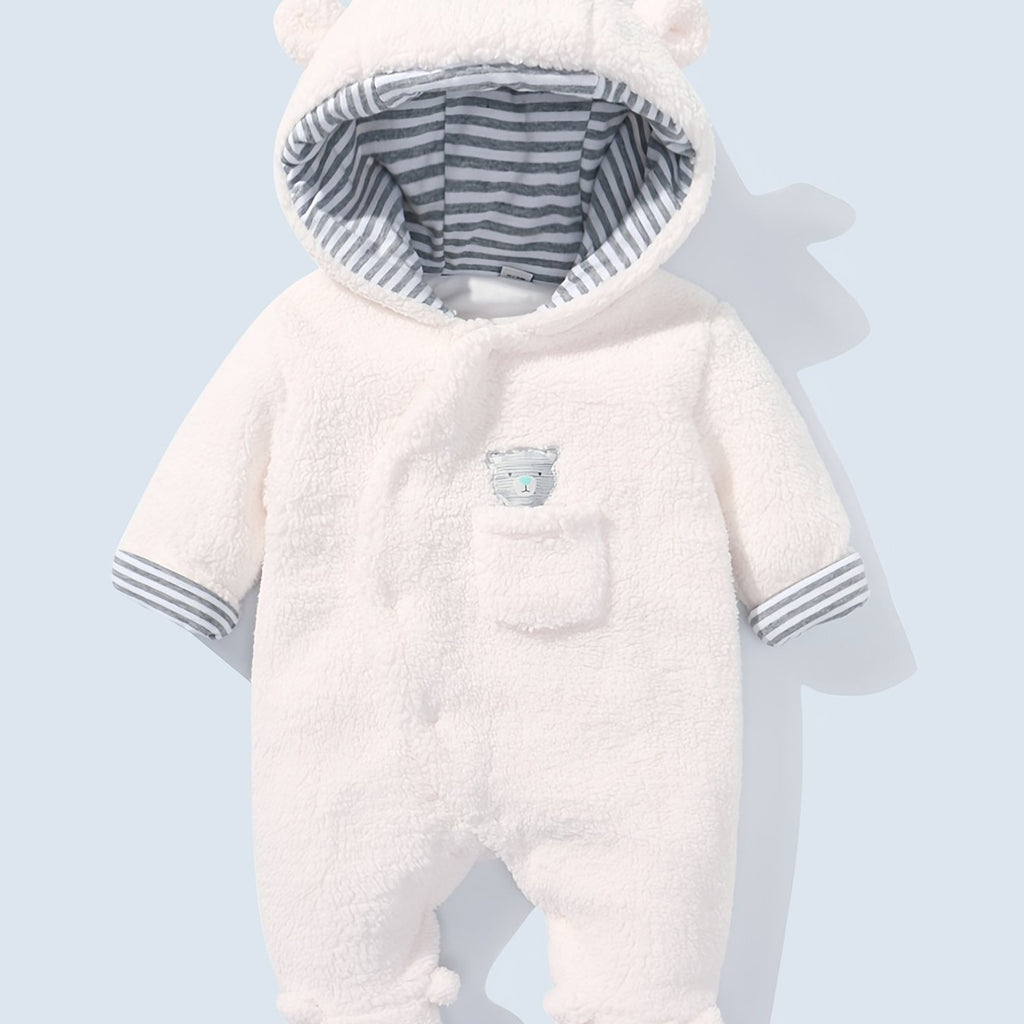 Boarnseorl Body Bébé Veste Épaissie à Capuche et Pieds Blanc Chaud — Monptitlou