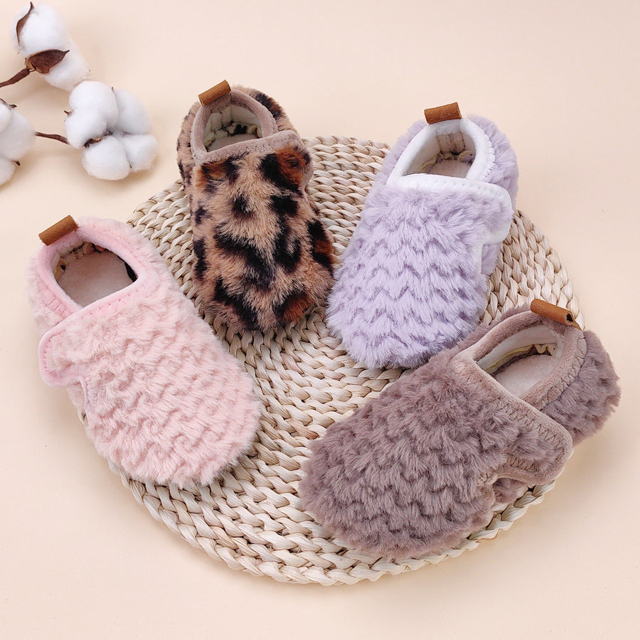 Chaussons douillets en fourrure pour bébé fille, semelle souple pour l'intérieur, automne et hiver
