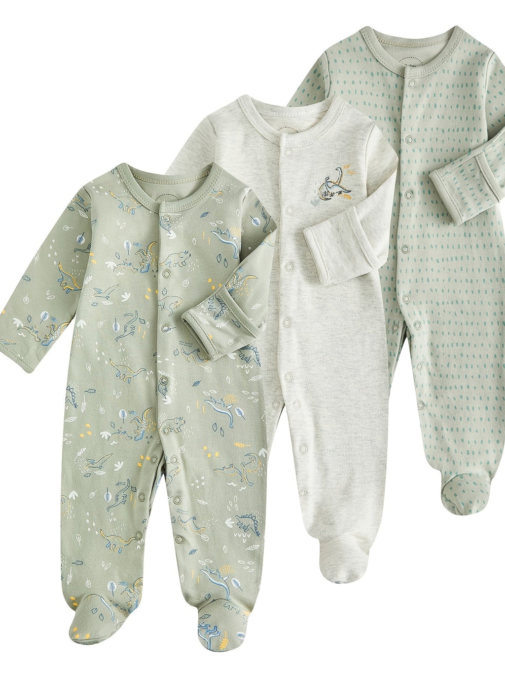 Ensemble 3 pièces pour nouveau-né : combinaison à pressions, body et pantalon | Tenue douce et respirante à manches long