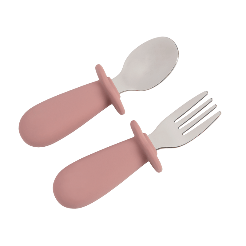 Cuillère et fourchette bébé - couleur unie — Monptitlou