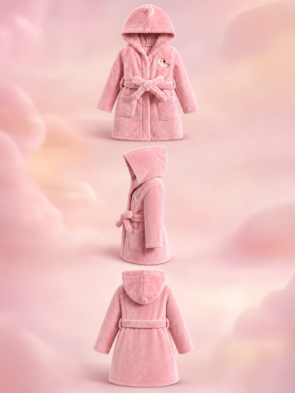 Robe à capuche brodée licorne pour filles avec manches longues — Monptitlou