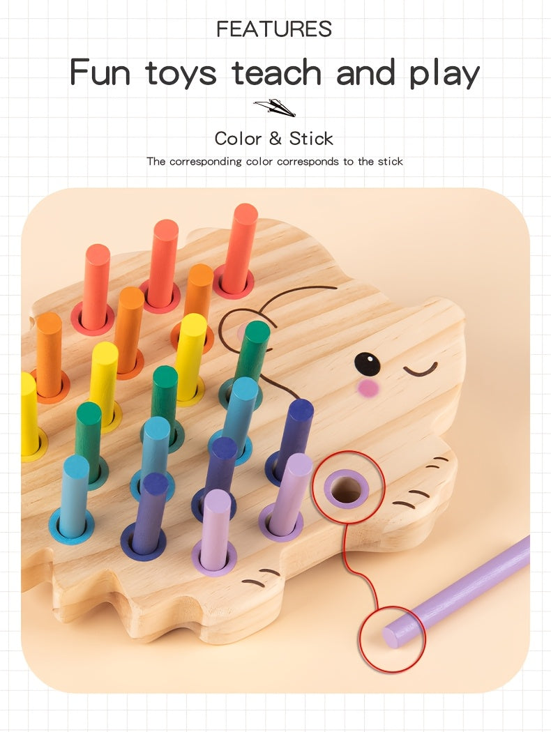 Jouet hérisson en bois multicolore pour enfants — Monptitlou