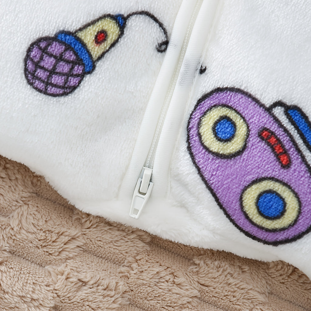 Ours en peluche à manches longues en flanelle réversible avec fermeture — Monptitlou