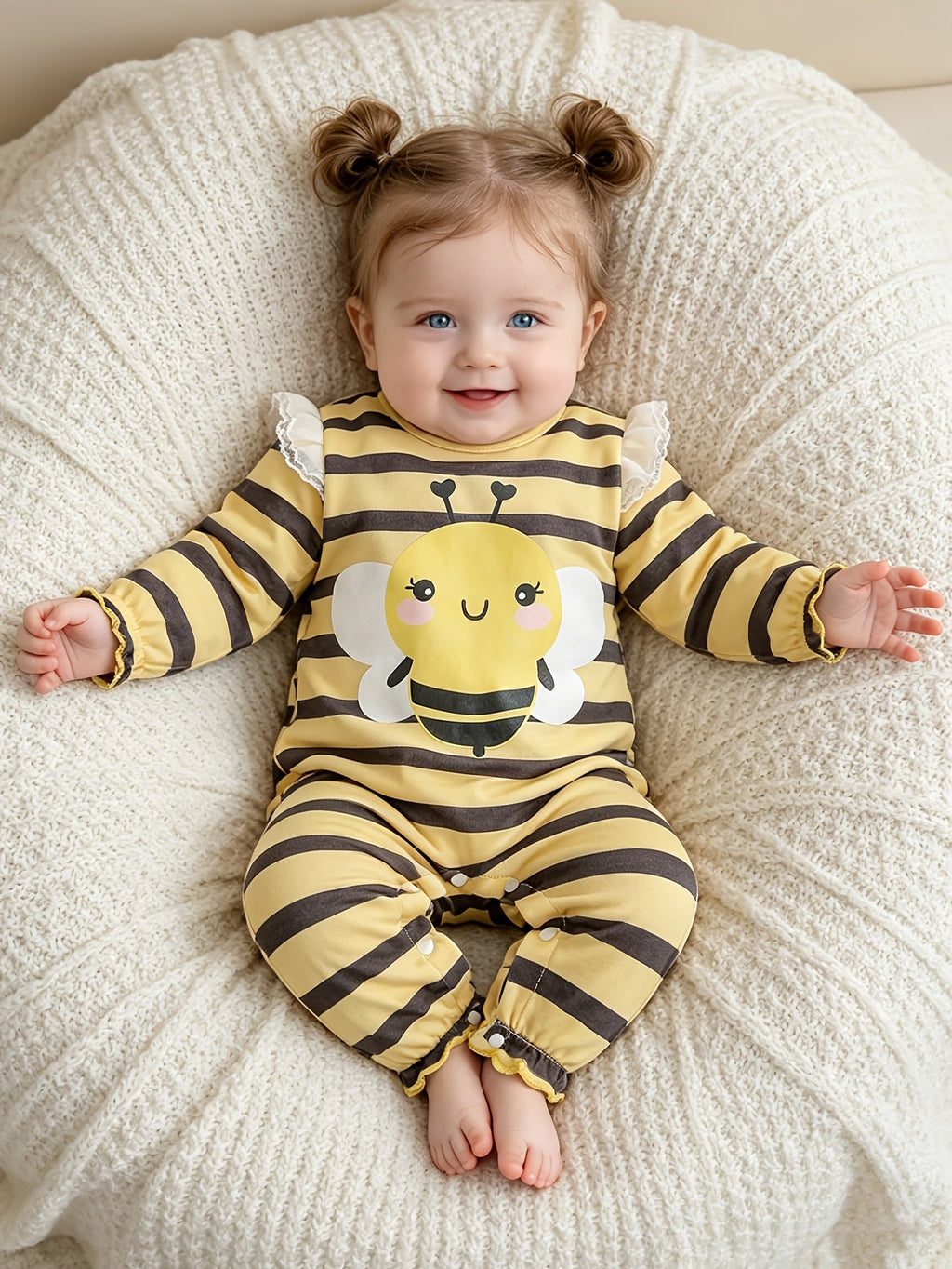 Grenouillère à manches longues pour enfant à imprimé abeille — Monptitlou