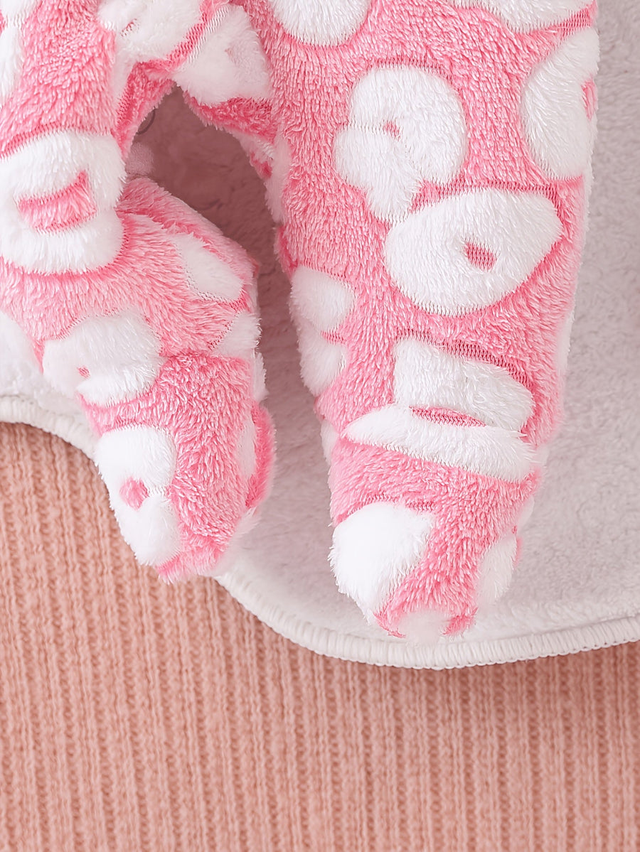 Barboteuse à capuche mignonne pour fille, épaissie et en peluche — Monptitlou