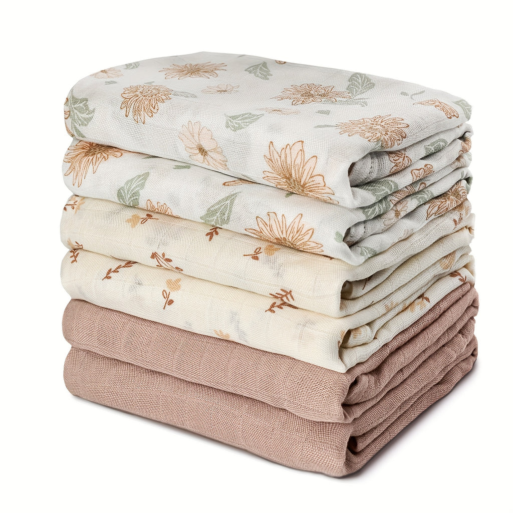 Lot de 6 langes bébé en mousseline de coton — Monptitlou