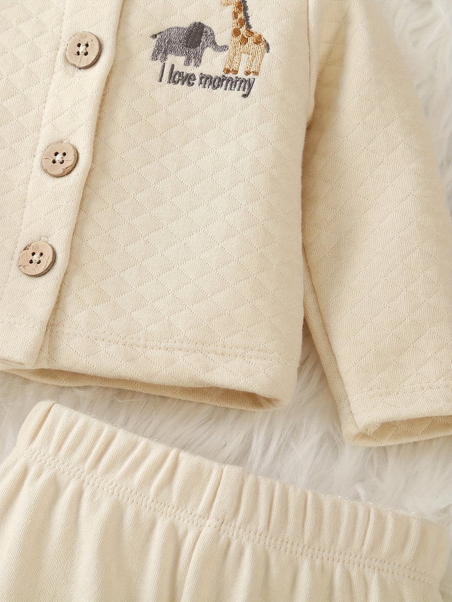 Ensemble quatre pièces automne-hiver pour bébés garçons avec un motif — Monptitlou