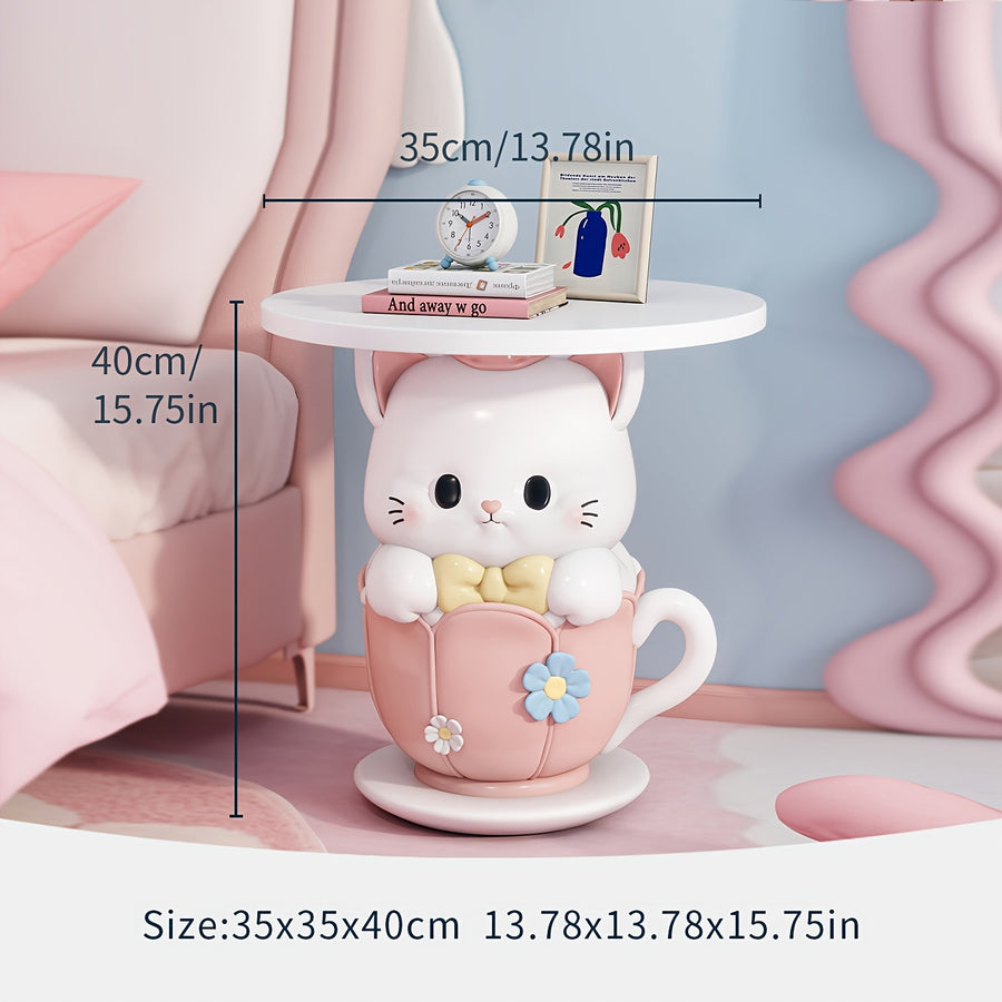 Table d'appoint en résine forme tasse à thé motif chaton mignon dessin — Monptitlou