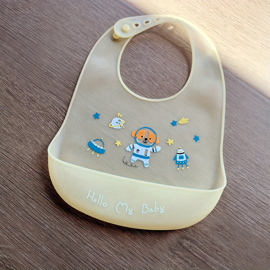 1 bavoir mignon en silicone pour bébé avec bande de cou réglable — Monptitlou