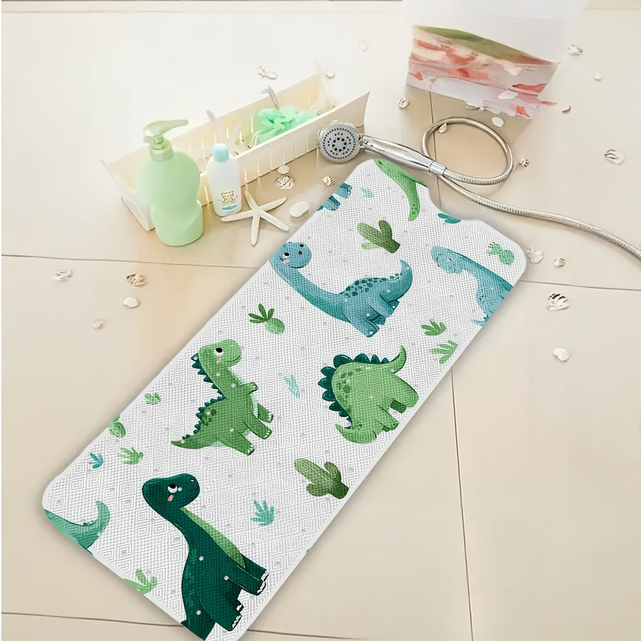 1 tapis de baignoire imprimé motif dessin animé, motif dinosaure vert — Monptitlou