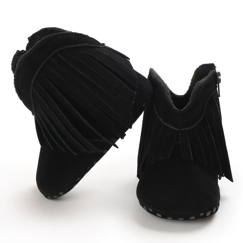 Baskets unisexes confortables pour enfants, à la mode, de couleur unie, avec pompons et fermeture éclair