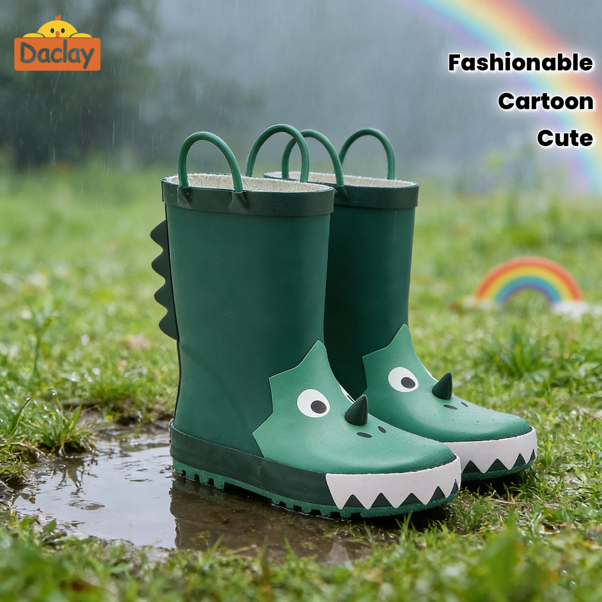 Bottes de pluie vertes, tendance et mignonnes — Monptitlou Image