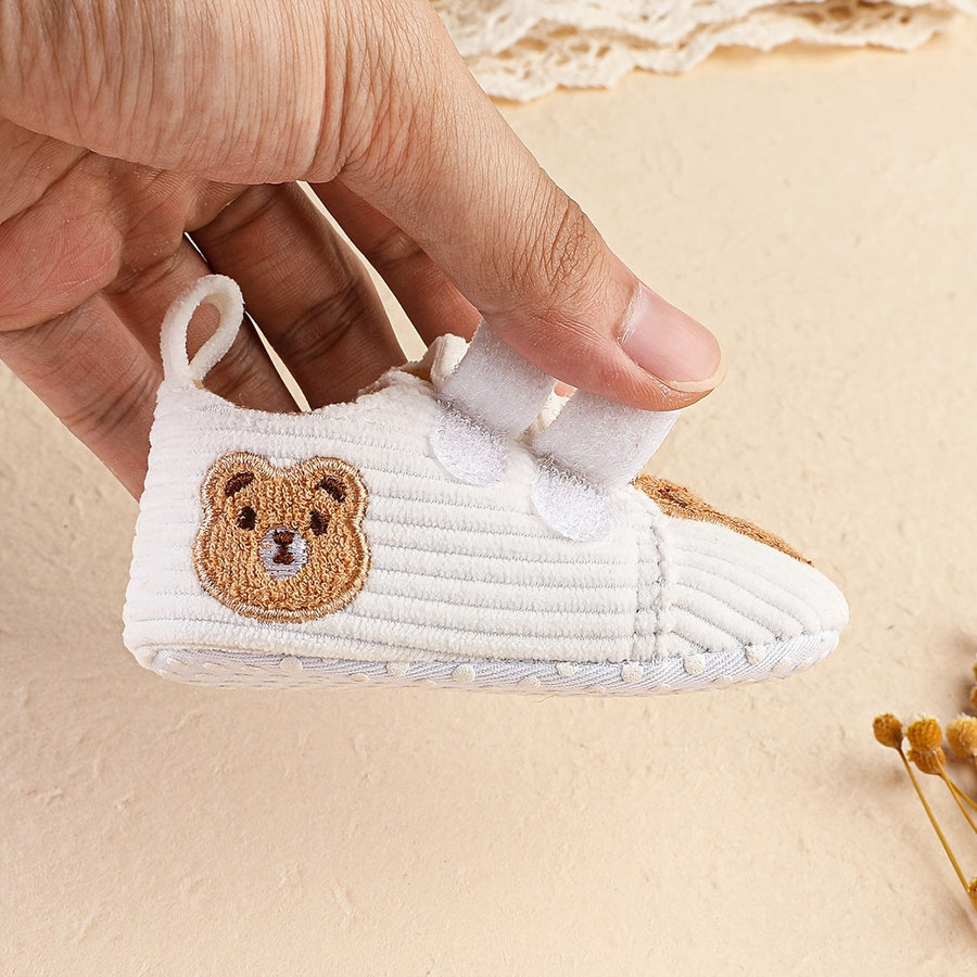Baskets Mignonnes Unies à Fond Plat et Motif Dessin Animé pour Bébé Garçon de 0 à 3-5 Mois, Nouveau-né, Polyvalentes et 