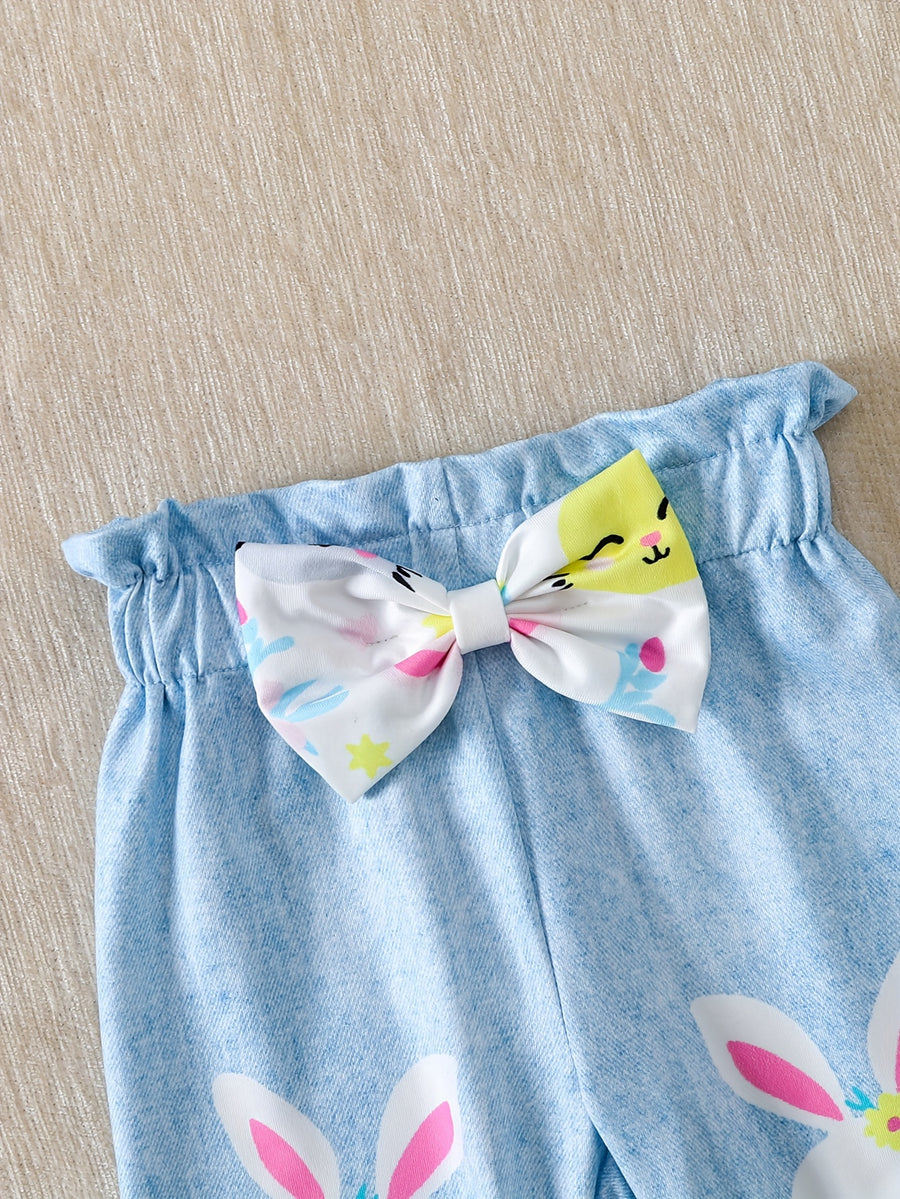 Tenues thème lapin - blouse manches longues et pantalon avec nœud et — Monptitlou