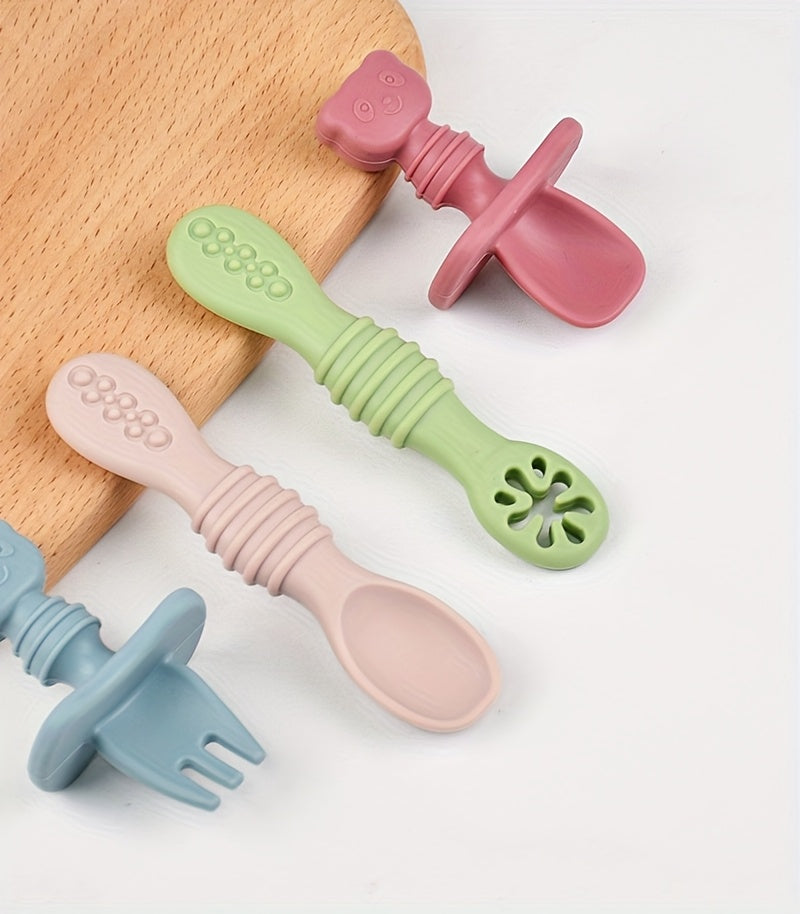 Cuillères et fourchettes en silicone pour bébé 0-3 ans — Monptitlou Image