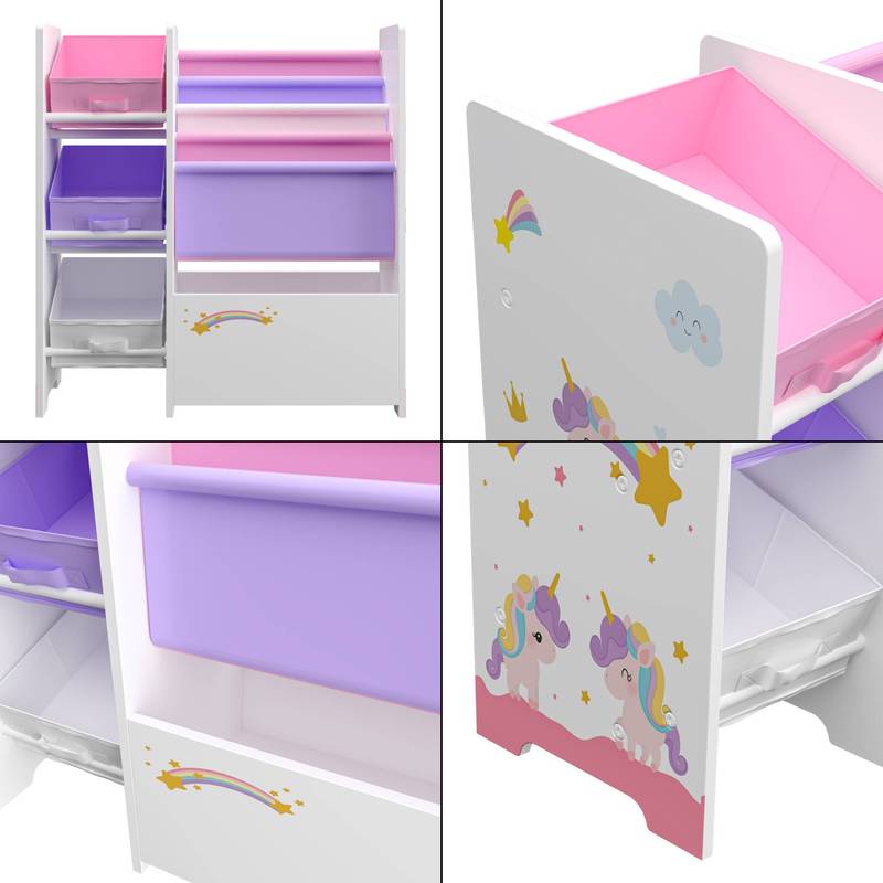 Étagère pour enfants 'Vimianzo avec 5 compartiments et 3 boîtes — Monptitlou