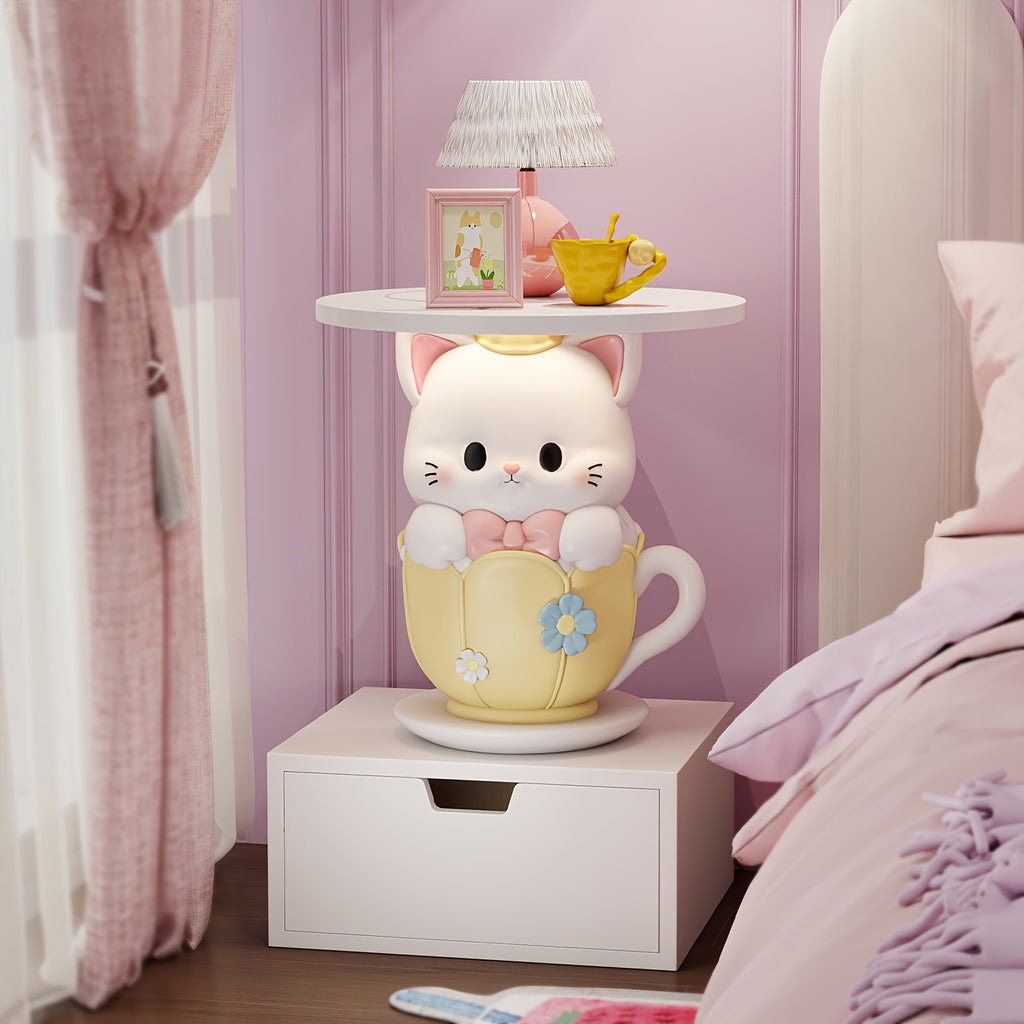Table d'appoint en résine forme tasse à thé motif chaton mignon dessin — Monptitlou