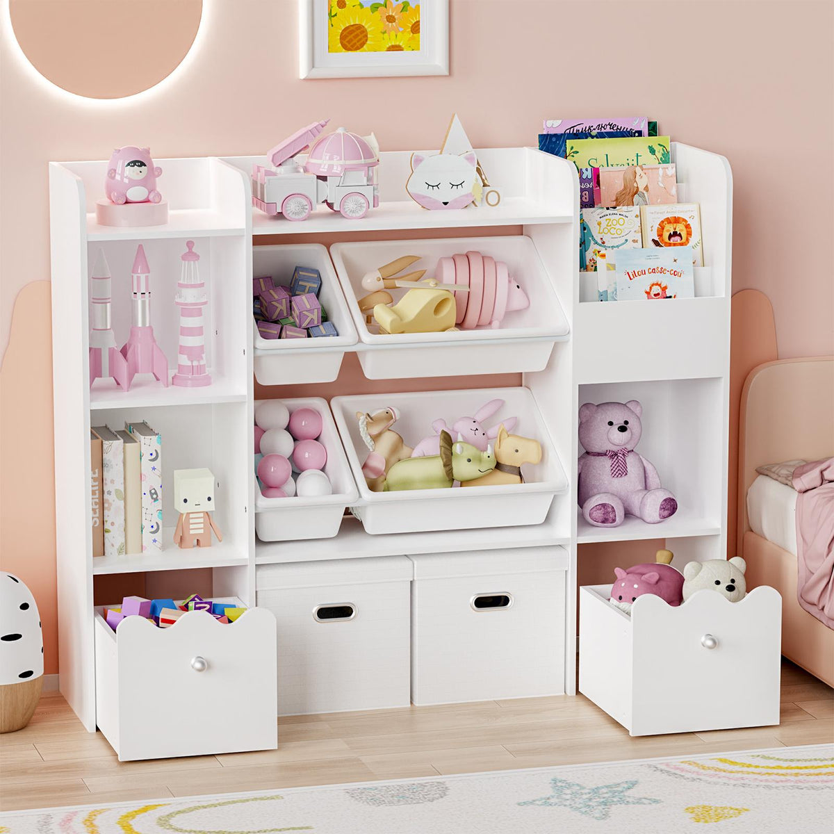 Unité de rangement mobile pour enfants avec bacs — Monptitlou Image