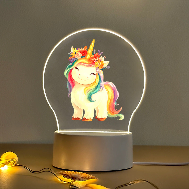 1 Lampe de table LED en acrylique, motif licorne — Monptitlou