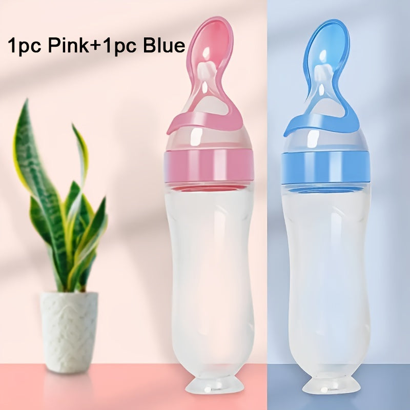 Tétine d'alimentation pour bébé en silicone avec cuillère et ventouse — Monptitlou