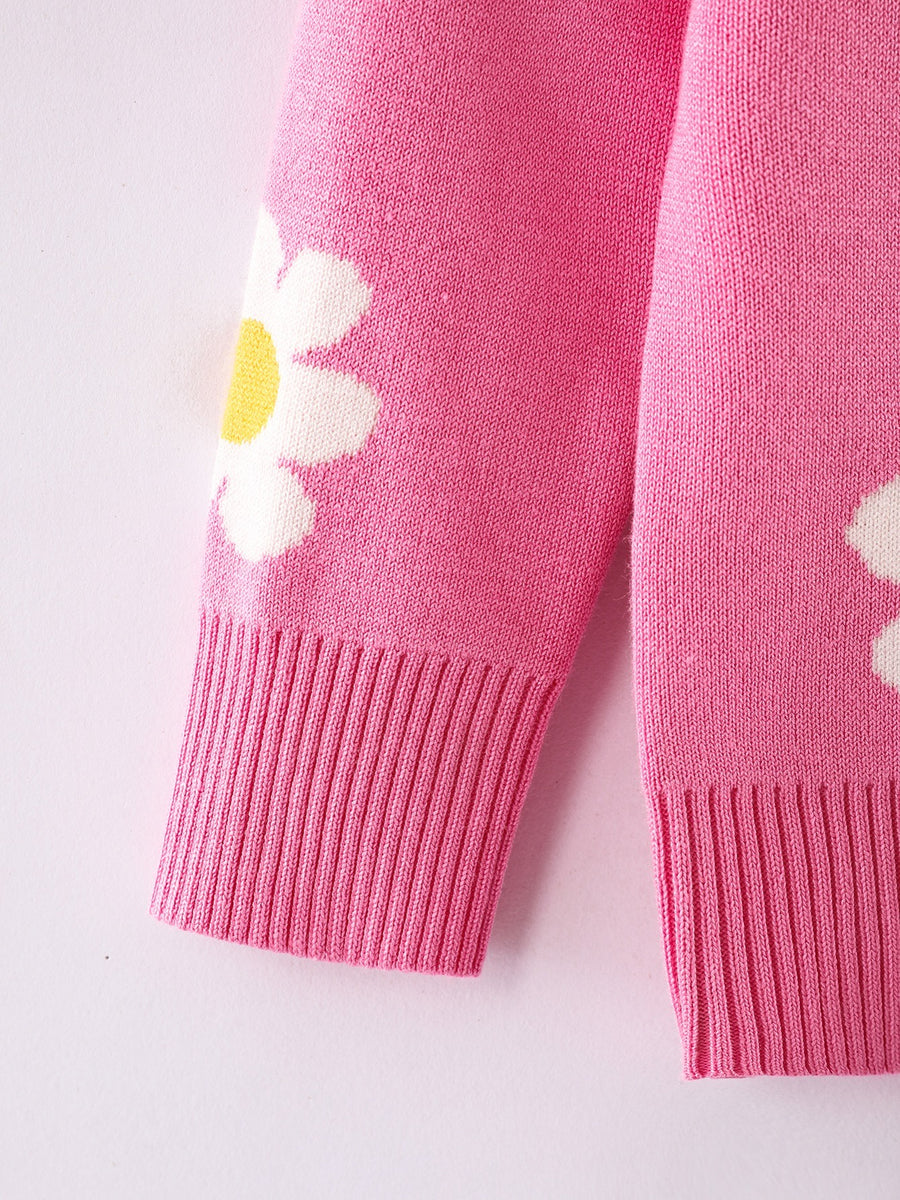 Pull col rond pour fille motif fleuri pour l'hiver, photo 13