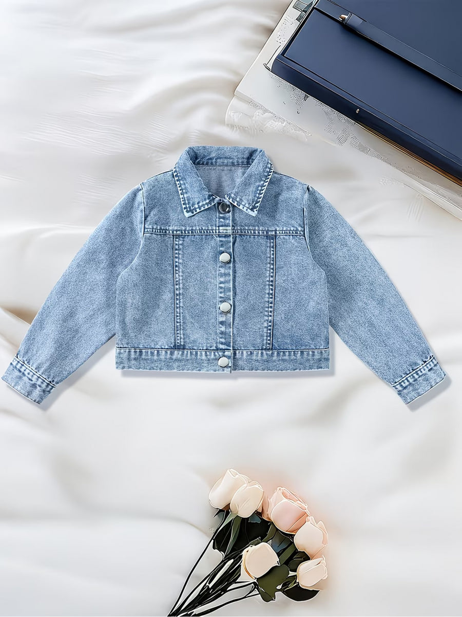 Veste en jean pour garçon avec motif tracteur cartoon orange au dos et — Monptitlou