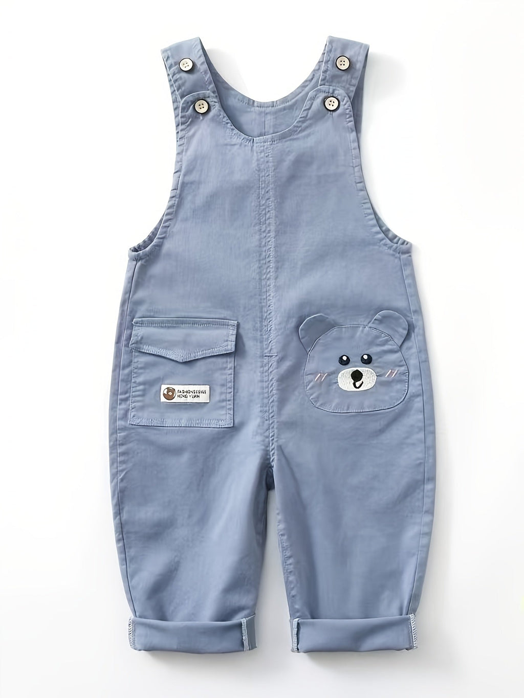 Salopette bébé légère et extensible à motif cartoon ours brodé — Monptitlou
