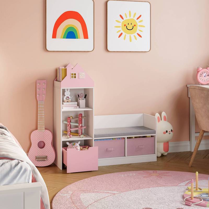 Banc Vipsali pour Enfants avec Étagère au Design Maison — Monptitlou
