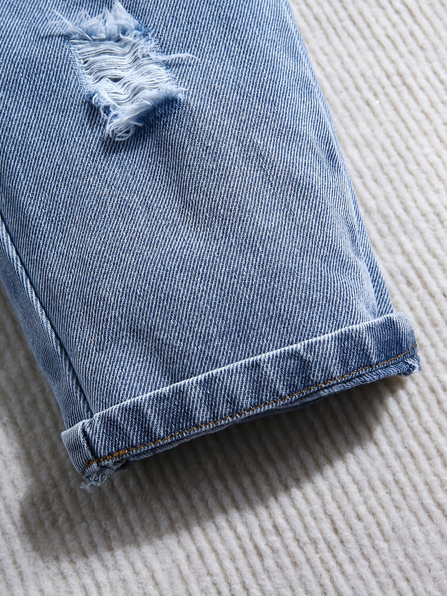 Salopettes en denim déchiré pour garçons, printemps/automne — Monptitlou