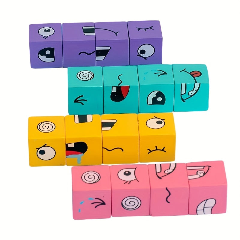 Jeu de blocs en bois à expressions changeantes — Monptitlou