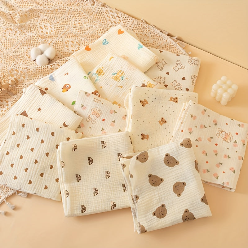 Lot de 3 langes bébé en gaze de coton, 4 motifs