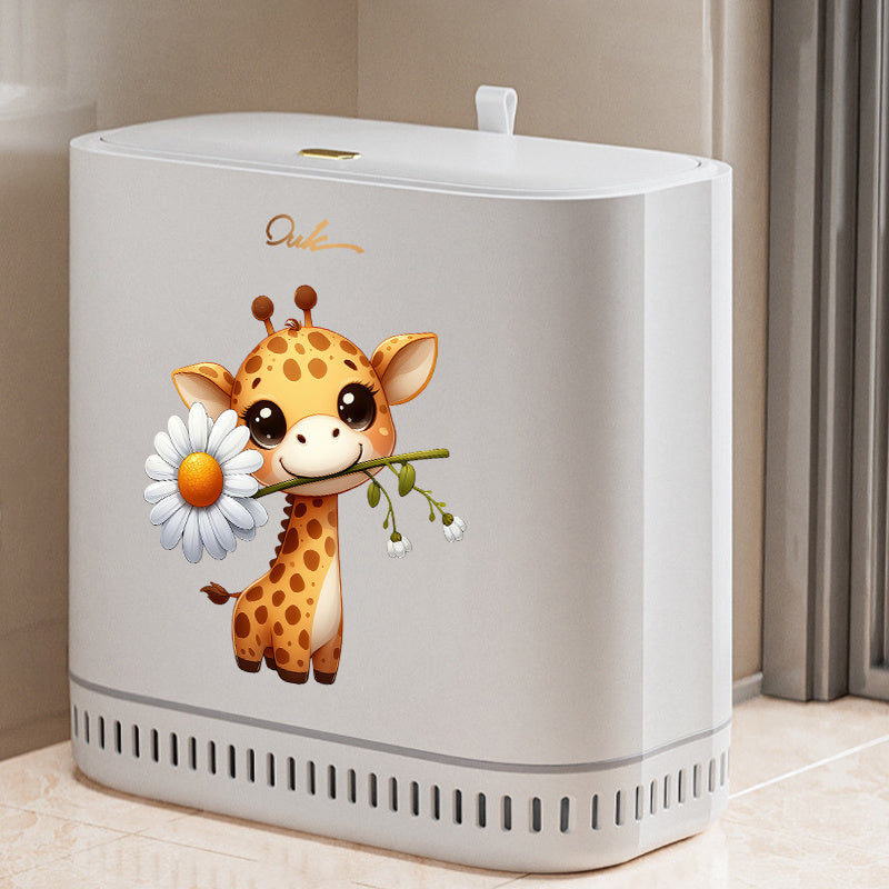 Poubelle Mignonne à Motif Girafe de Dessin Animé Tenant une Marguerite — Monptitlou