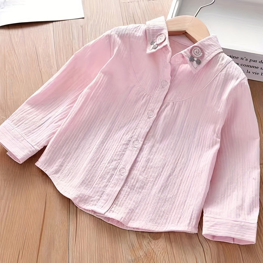 Chemise Brodée à Manches Longues pour Fille pour Printemps/Automne — Monptitlou