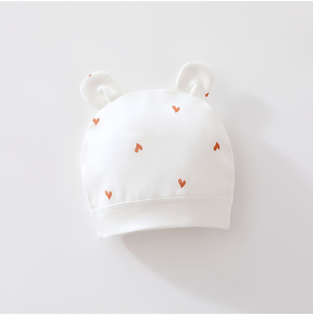 Tenue nouveau-né ensemble haut et bas imprimé cœur doux avec bonnet — Monptitlou