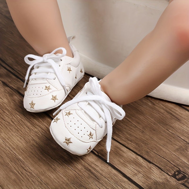 Baskets décontractées pour garçons en PU avec étoiles brodées