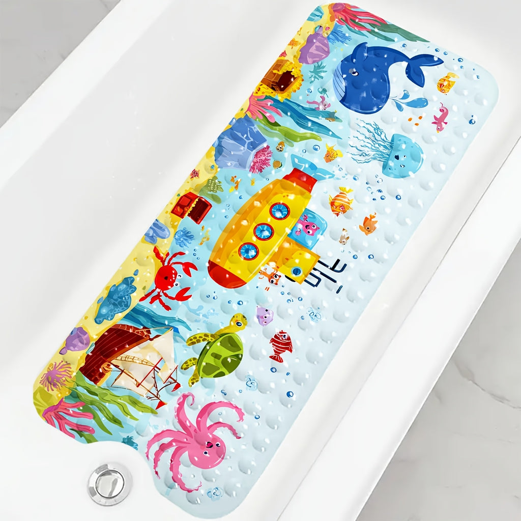 1 tapis de bain, Baleine de profonde, Pieuvre, Tortue, Sous-marin — Monptitlou