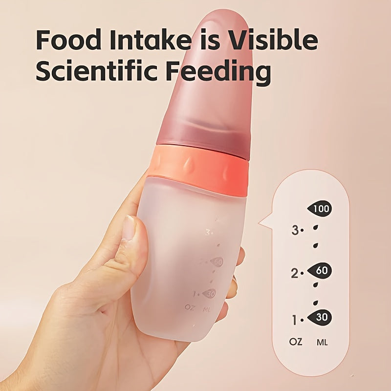 Biberon d'alimentation pour bébé en silicone liquide 100 ml/3 oz, broyeur d'aliments, pâte de riz, biberon à presser pou
