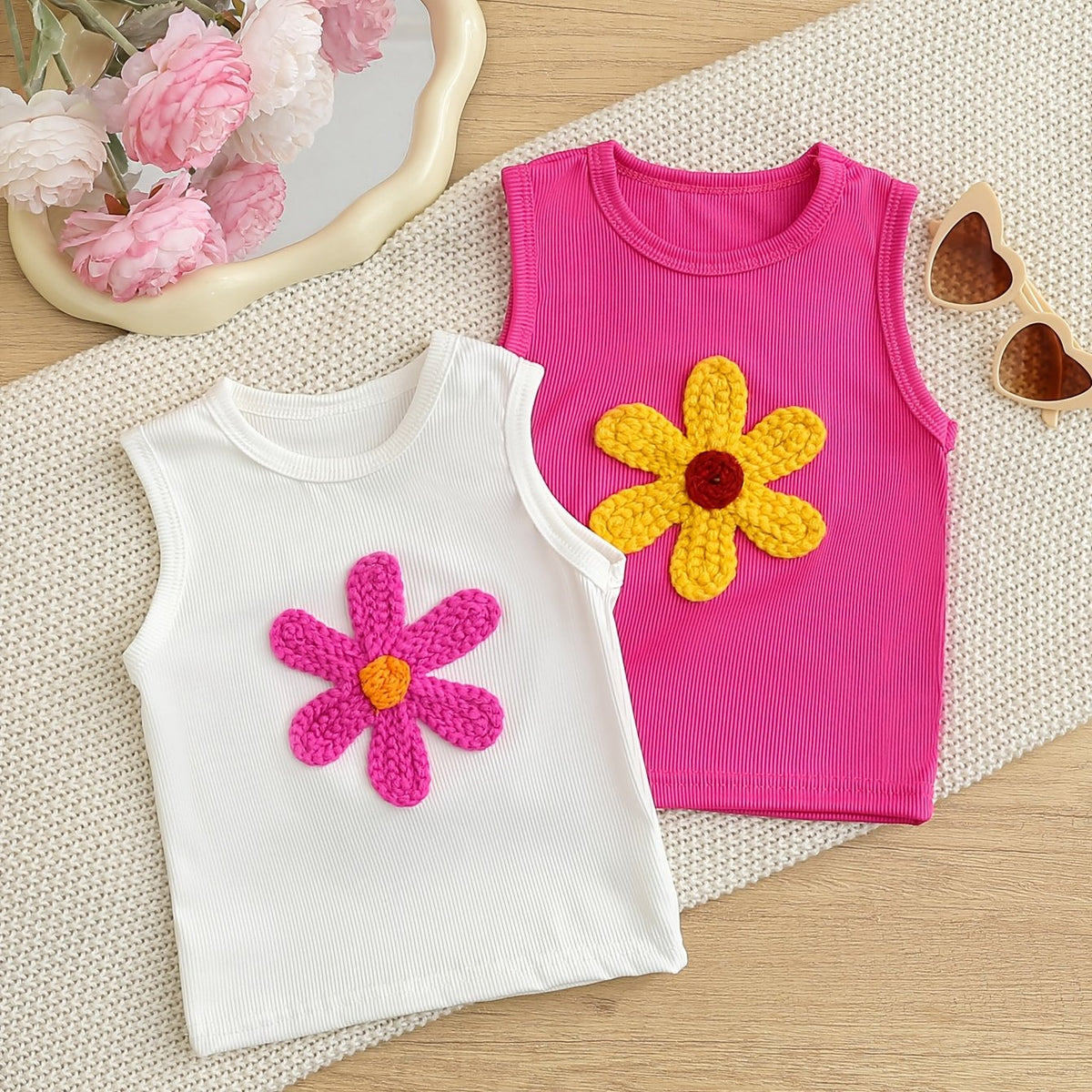 [Parfaits pour l'été] 2 Pièces Ensemble de Hauts Sans Manches Mignons à — Monptitlou Image