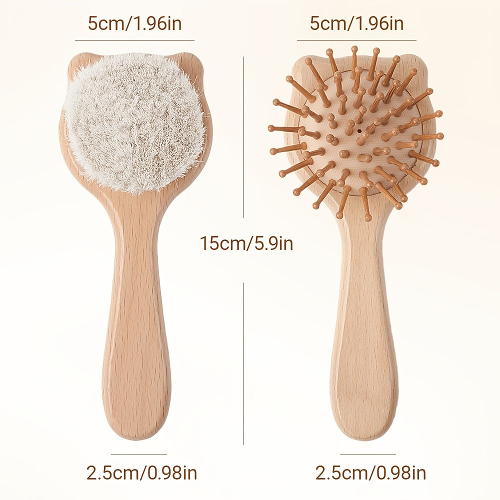 1 brosse et coussin de massage facial en bois de hêtre en forme d'ours — Monptitlou