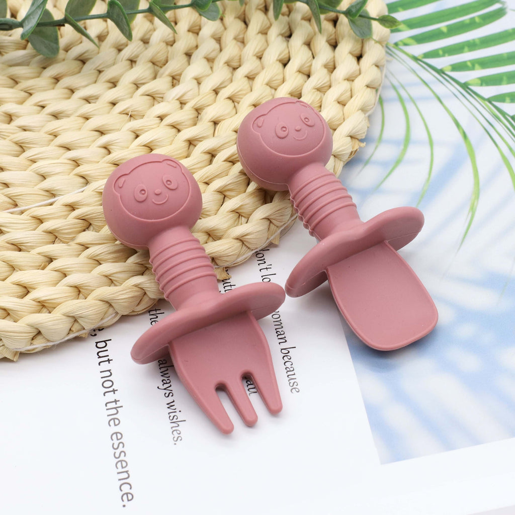 Ensemble de couverts cuillère et fourchette courte pour alimentation — Monptitlou