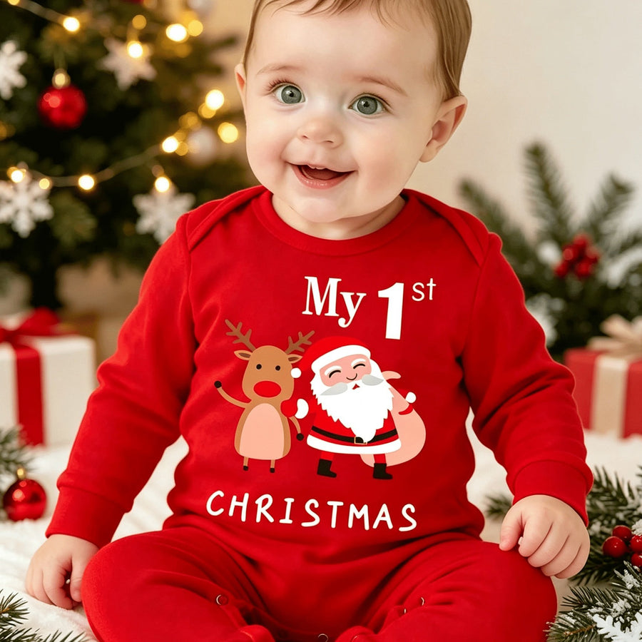 MA 1ÈRE NOUVELLE-ANNÉE Bébé Imprimé Noël Barboteuse Nouveau Bébé Romper — Monptitlou