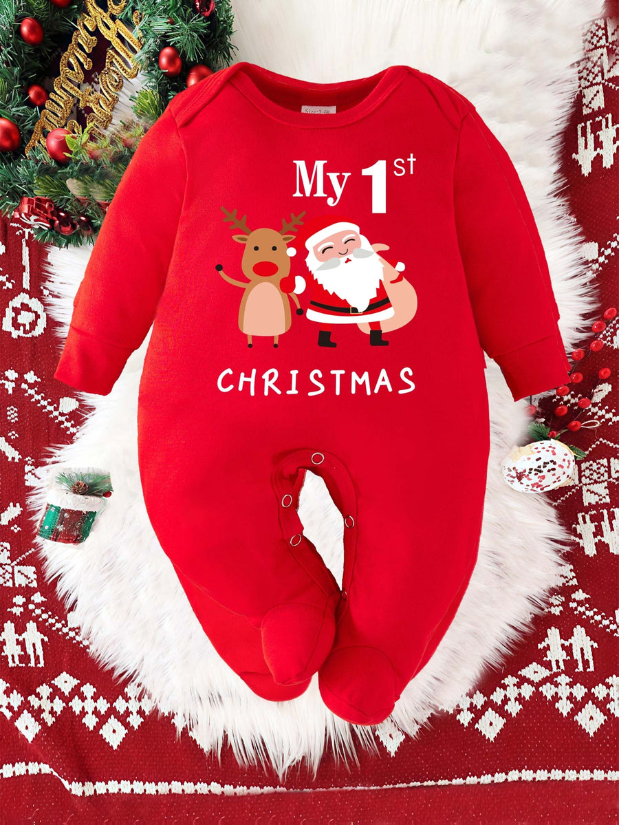 MA 1ÈRE NOUVELLE-ANNÉE Bébé Imprimé Noël Barboteuse Nouveau Bébé Romper — Monptitlou