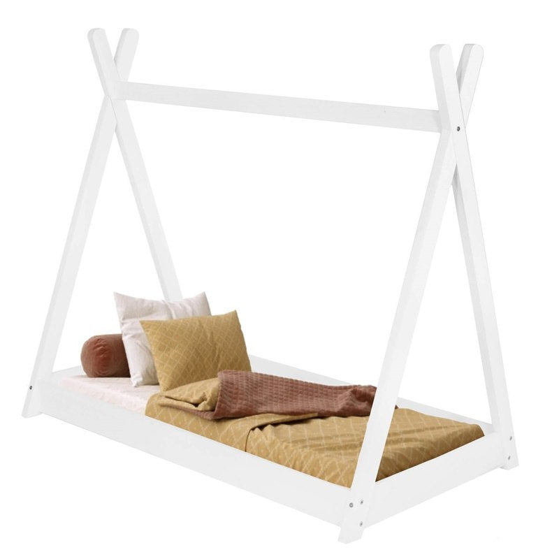 Lit tipi en bois pour enfant, berceau à plancher — Monptitlou