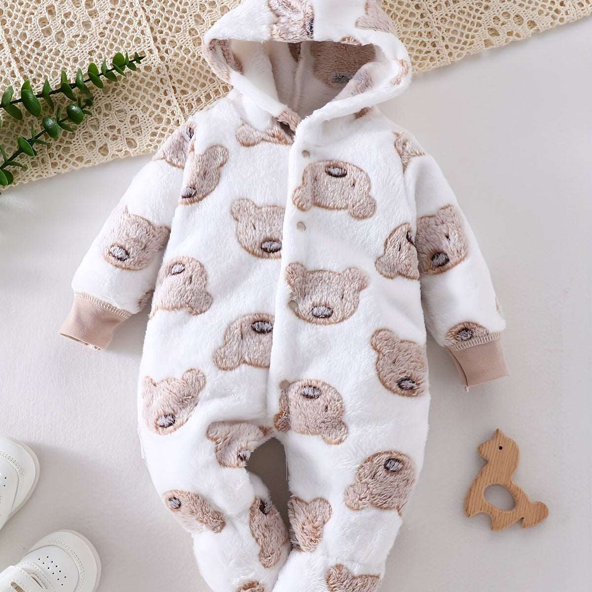 Combinaison polaire à capuche ourson pour bébé fille — Monptitlou Image