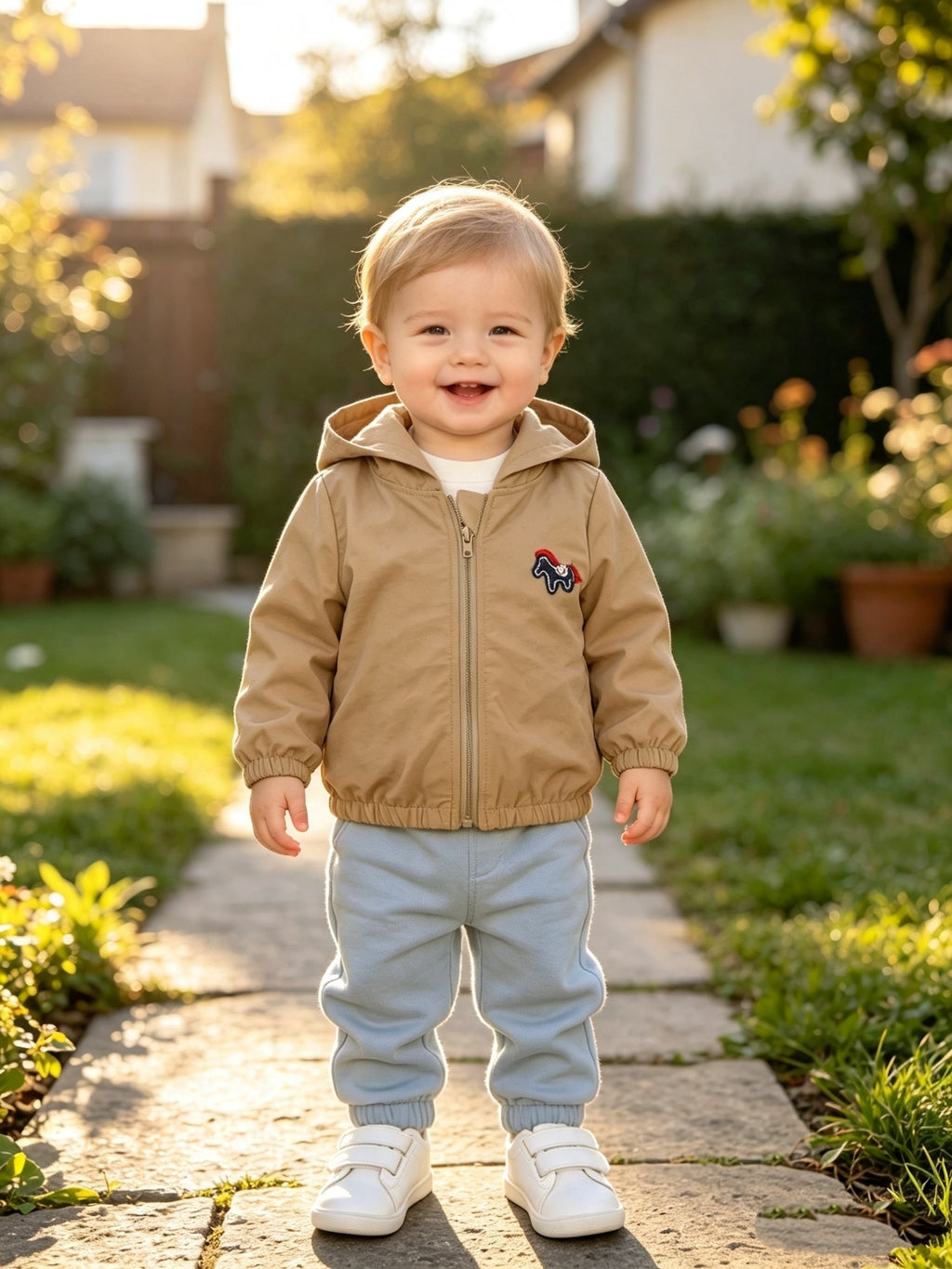 Nouvelle Veste Zippée à Capuche Kaki Printemps et Automne pour Bébés et