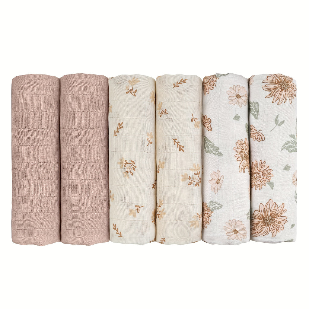 Lot de 6 langes bébé en mousseline de coton — Monptitlou