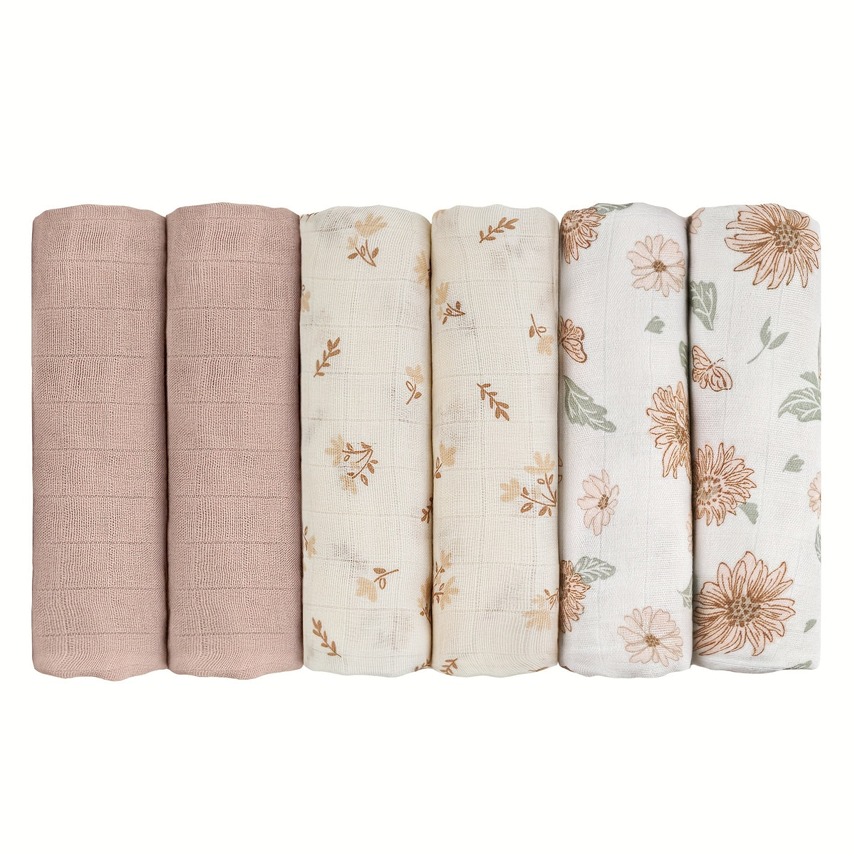 Lot de 6 langes bébé en mousseline de coton — Monptitlou Image
